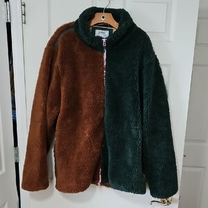 STOIC Men's Cozy Fleece Jacket - Brown and Green